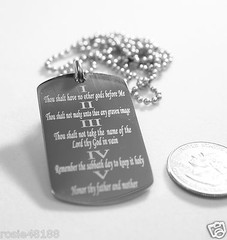 THE TEN COMMANDMENTS DOG TAG NECKLACE RELIGIOUS STAINLESS STEEL