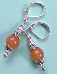 Peach AVENTURINE DROP earring SP LEVERBACK handcrafted
