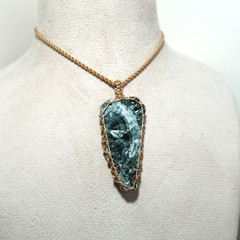 Trapped Angel Wings ~ Natural Seraphinite Crystal Boho Spirit Macrame Necklace