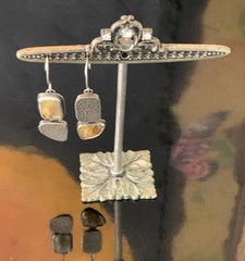UNIQUE MODERN SIGNED by ARTIST STERLING SILVER RUTILATED QUARTZ EARRINGS 2022