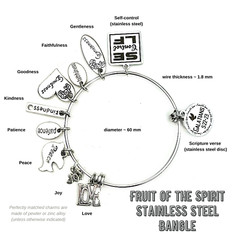 FRUIT OF THE SPIRIT Bangle Charm Bracelet Keychain UPICK Galatians 5 Faith Gifts