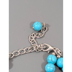 Heavy Faux Turquoise Fringe Necklace 23″ Western Boho Statement