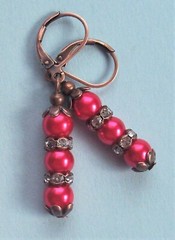 triple GLASS PEARL Faceted Crystal rings Lever back handcrafted CHOOSE
