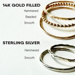 Stacking Boho And Thin Midi Ring, sterling silver or gold filled, handmade