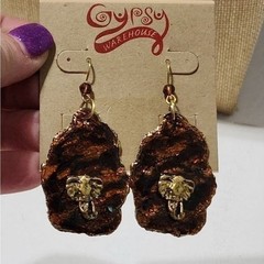 Treska Gypsy Elephant Drop Earrings Copper Bronze Gold Tone Boho Statement