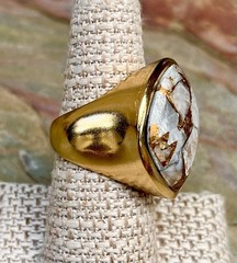 Barse NWT White Gray Calcite With Metal Matrix Infused Statement Ring Size 7.75