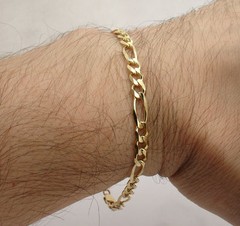 4.7mm Mens Solid Figaro Link Chain Bracelet Real Solid 14K Yellow Gold ALL SIZES