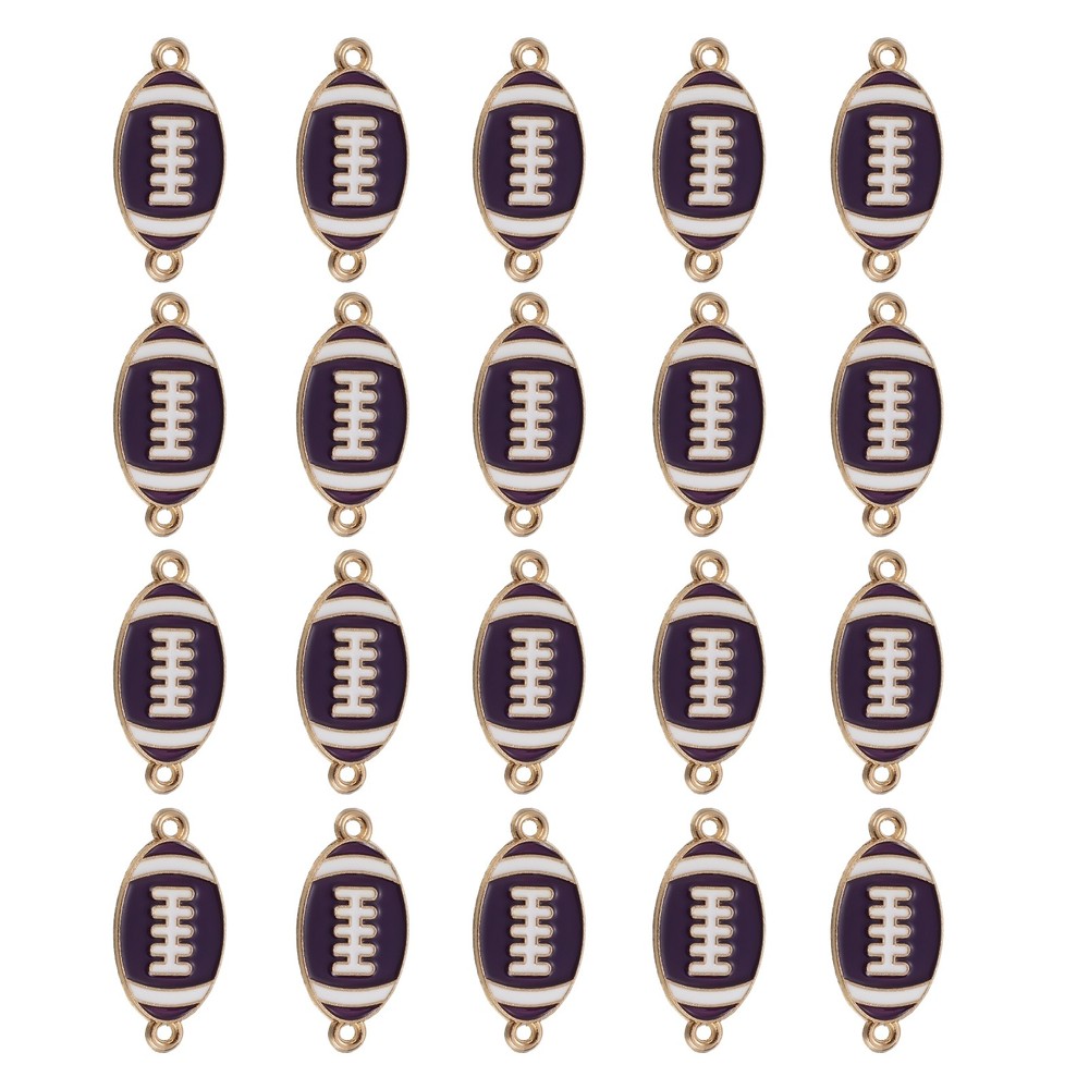 20Pcs Football Charm 28mm Enamel Alloy Rugby Sports Charm Pendants,Purple