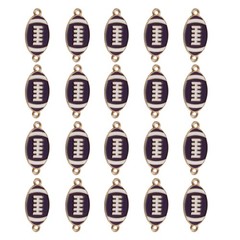 20Pcs Football Charm 28mm Enamel Alloy Rugby Sports Charm Pendants,Purple