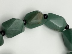 Green Aventurine Rough Faceted Chunk Bead Necklace Lobster Clasp 20″, Inclusions