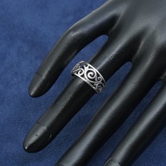 Size 5, vtg sterling silver handmade ring, 925 filigree whirl band