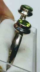 LOVELY UNTREATED NATURAL PERIDOT IN STERLING SILVER.925 RINGS SIZES 7.25-7.5,7-5