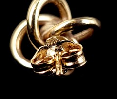 Vintage 14k Yellow Gold Twisted Knot Design Disco 70s Post Back Earrings .5″