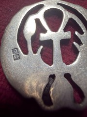 2 VTG 900 Silver Egyptian Pendants Eye of Horus & Ankh Ancient Egypt w/Necklace