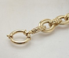 7.25″ Unique Twisted Oval Bracelet Diamond Cut Connectors Real 14K Yellow Gold