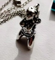 Blind Bondage Female Slave Girl Silver Statue Body Art Pendant