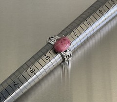 Norwegian Pink Thulite Solitaire Ring 925 Sterling Silver 6.5 Carats Size 10