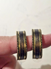 SILPADA Leather Together Brass Swarovski Crystal Hoop Earrings KRP0021