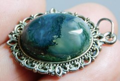 Chlorite Included Quartz Gemstone Pendant in Silver Setting