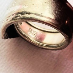 Vintage Spoon Ring Silver Plated Art Deco Nouveau Style Jewelry Gift Sz 7.5 Wear