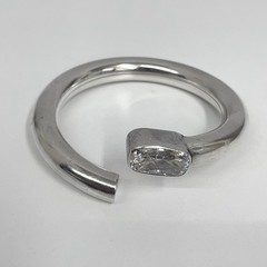 Vintage Signed Sterling CZ Bypass Bracelet Weighs 41 Grams Tubular Hallmarked