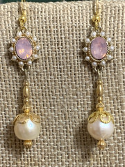 HUGE SALE*HANDCRAFTED NATURAL 11 MM FRESHWATER &SEED PEARL DROP EARRINGS.g-NEW
