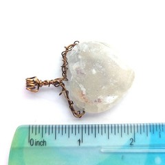Artisan Hand Made Wire Wrapped White Crystal Quartz Heart Boho Pendant