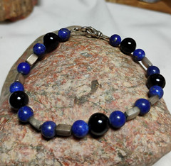Onyx Lapis Lazuli And Hematite Beaded Bracelet
