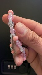 Handmade Pink/Clear Glass Beaded Bracelet, 8mm/2mm Round Beads, Unisex #049