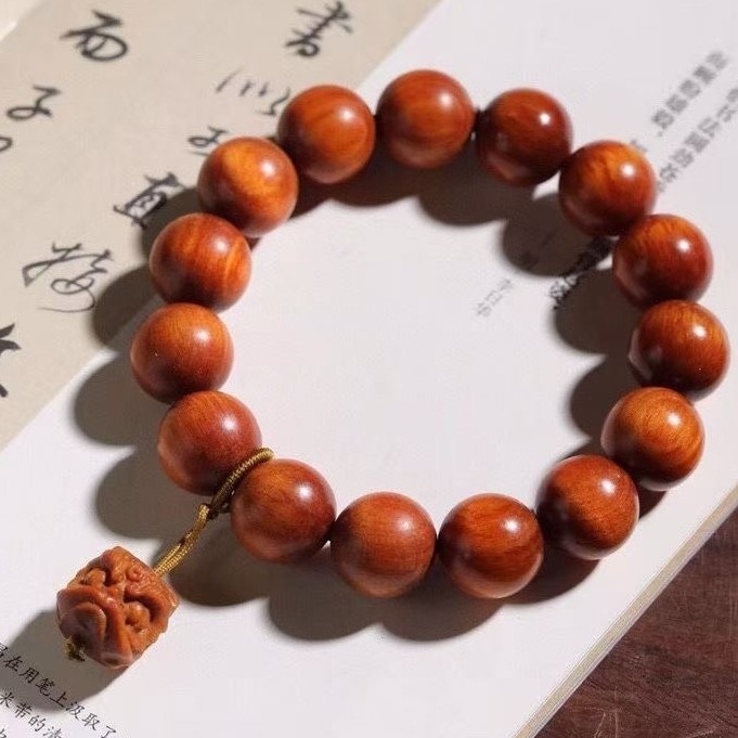 15mm Indonesian Ice-Type Blood Dragon Wood Bracelet Prayer Beads and Gift-Ready
