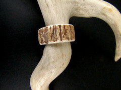 HANDCRAFTED BROWN OOAK SHED DEER, ELK ANTLER RING,SIZE 9 3/4, R-384