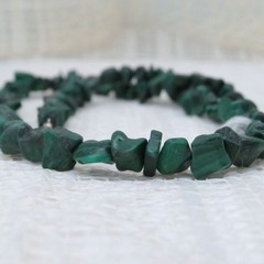 Handmade Necklace & Dangle Earring Set Malachite Chips 17 Inch Women Casual Wear