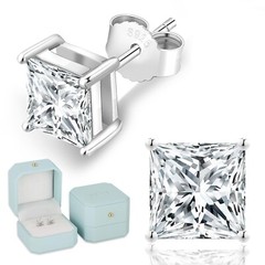KRKC 0.6-3ct Princess Cut Moissanite Stud Earrings for Women, D Color VVS1 Cl…