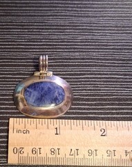 Vintage Sodalite Inlay Sterling Silver Hinged Bail Pendant 925