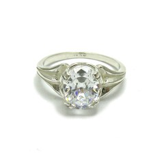 Stylish Sterling Silver Ring Solid 925 With 10x8mm Oval Cubic Zirconia Handmade
