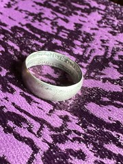 Silver Quarter Ring Size 6 90% Silver 1960s Handmade USA