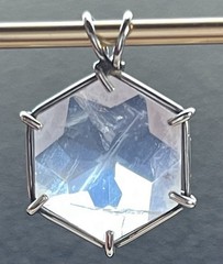 Clear Quartz Flower of Life Pendant 12 Point Star Sterling Silver Frame Setting