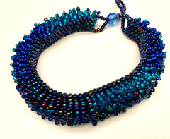 Beautiful Artist-made Woven Multicolor Blue Seed Bead Bracelet
