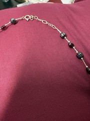 Artisan Crafted Garnet And Hematite Bead Silver Necklace 16-17in Like New