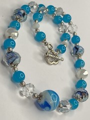 Artisan Handcrafted Art Deco Lampwork Breakfast at Tiffany?s Blue Necklace #8