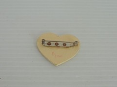 Wooden Heart Pin Hand Painted 1 1/2 INCH Hand Painted FROM HUNGARY