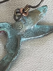 Signed Artisan Bronze Hummingbird Earrings Hand Patinated Bird Dangle Handmade