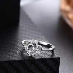 Oval 6x4mm Real Diamonds Semi Mount Ladys Ring 14K White Gold Luxurious Jewelry