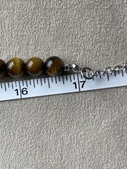 TIGER’S EYE BLACK ONYX Colorblock Beaded Unisex Choker Necklace 17” Handcrafted