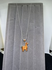 Peruvian Artistry Multi Gemstone Orange Llama Pendant With Sterling Silver 18 In