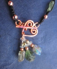 Necklace Raw Gems Black Ethiopian Fire Opal Apatite Aquamarine Copper Toggle