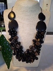 TAGUA Nut NECKLACE, ACAI SEED organic Jlry handmade Ecuador 4 Strand Lightweight
