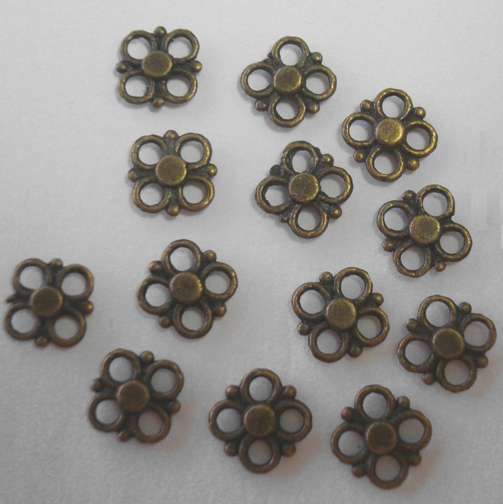 12 Filigree Flower jewelry dangle pendant center piece charms bronze pl cfp023