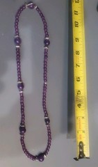 925 Sterling Silver Gold Tone Amethyst Curved Tube Bead Necklace 18.5″ 24.8g