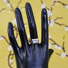 Size 7.5, Sterling silver double sided ring, 925 band with onyx mother of pearl